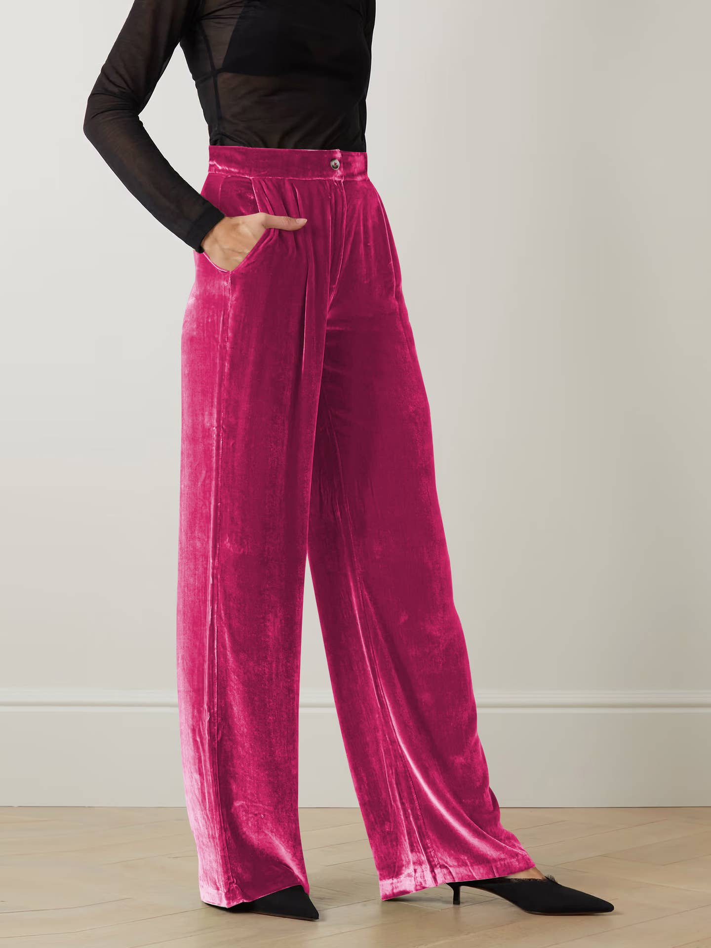 Sweetkama - Wholesale Pants - Women's - Solid Color Casual Style Wide Leg Velvet Pants GKBE0018