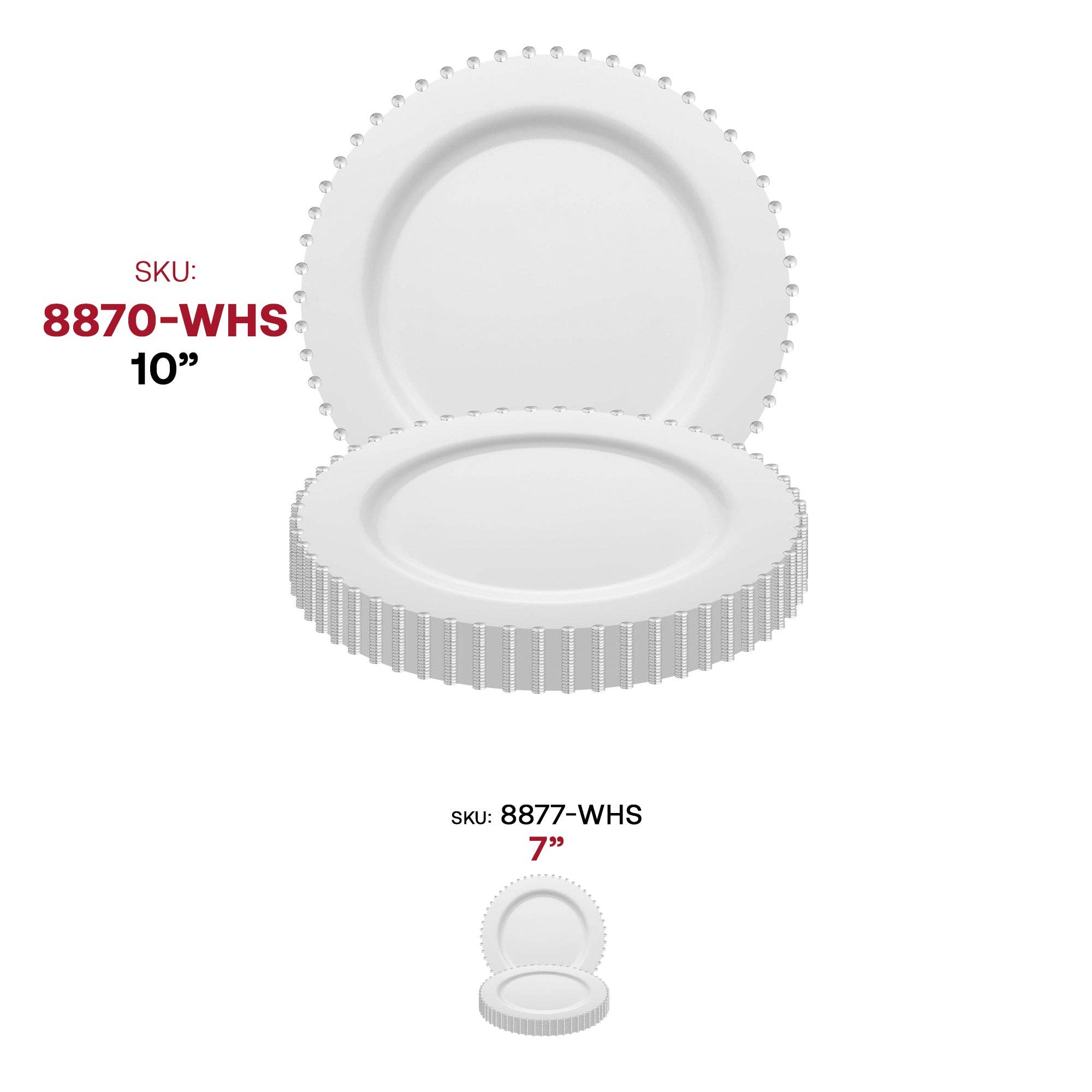 Smarty had a Party - Vendita all'ingrosso Piatti monouso - Piatti da cena in plastica bianchi con cordoncino argentato da 10" - 10 pz5