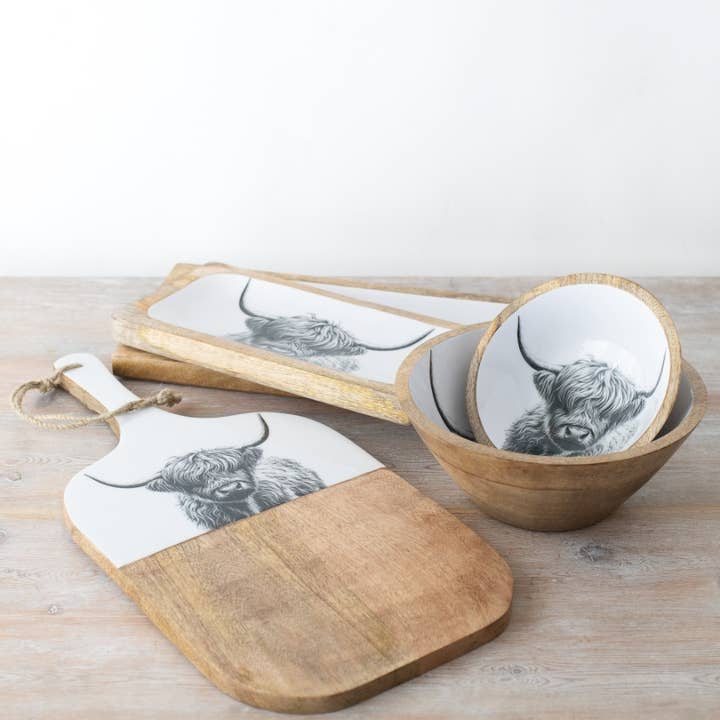 Gainsborough Giftware x Portland Living – Großhandel Schneidebretter – Highland-Kuh-Holzschneidebrett, 50 cm1