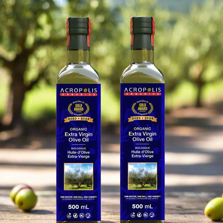 Certified Organic Extra Virgin Olive Oil (2 Bottles) for wholesale by Acropolis Organics