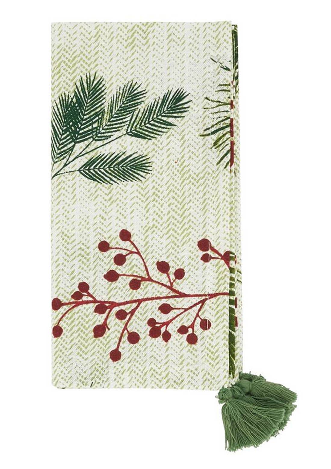 Fennco Styles – wholesale Dinner & cloth napkin – Pineneedle and Red Berry Cotton 18" Cloth Dinner Napkin1