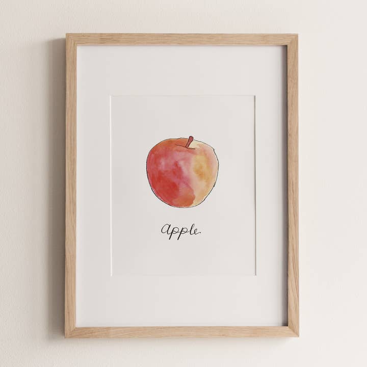 Apple | watercolor apple, fruit art print, simple wall decor for wholesale by everglow handmade