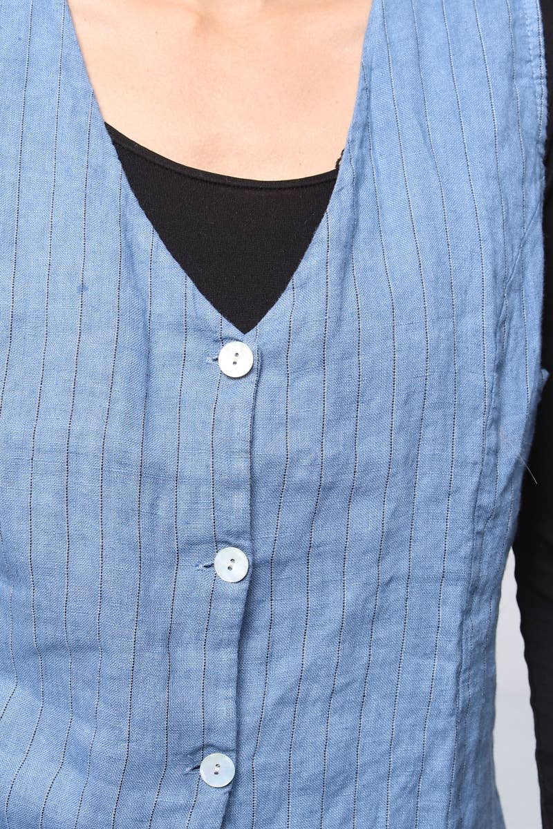 LÉA & LUC - Wholesale Button Down Shirt - Women's - Sleeveless shirt in 100% Linen REF. 517018