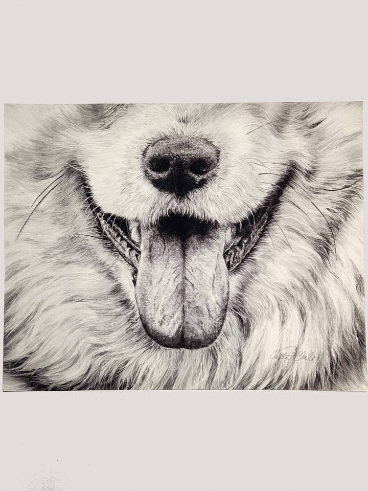 Dog Smile Fine Art Giclée Print for wholesale by Crystal Clarke Animal Art