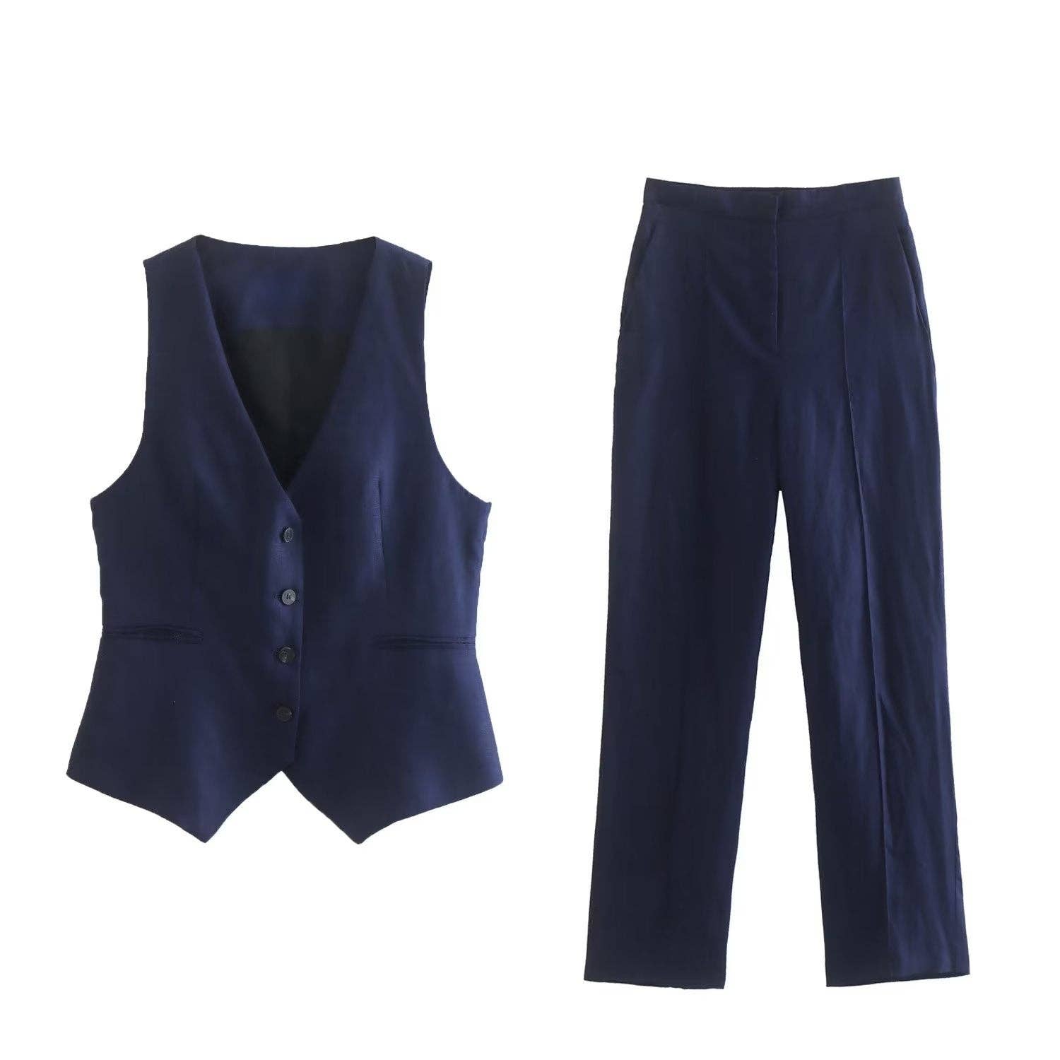 Marayn - Wholesale Suit Set - Women's - Linen Suit Set Blazer Vest and Trousers  Chic Export66