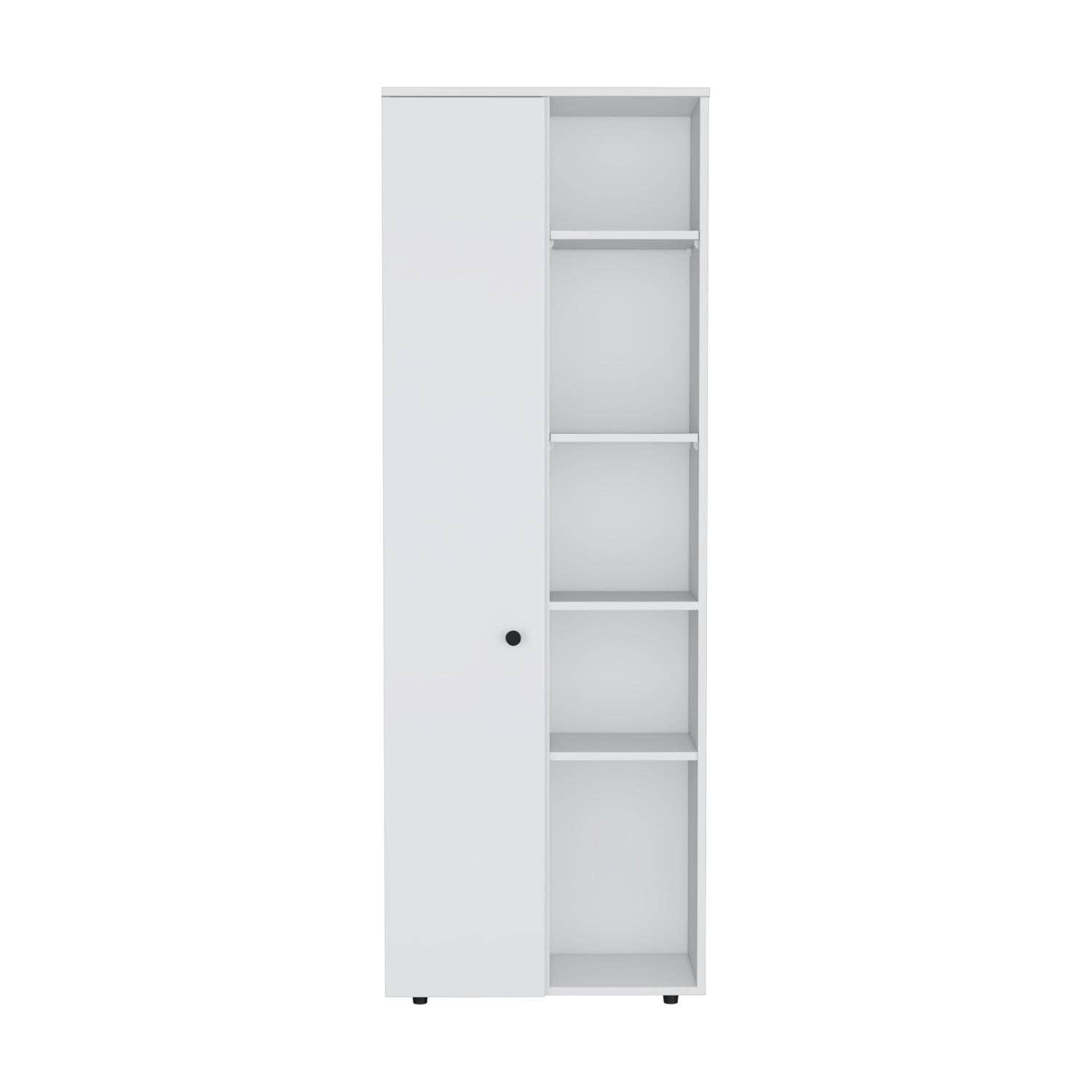 White Hoyt Kitchen Pantry Storage Cabinet With And Five Interior And Exterior Shelves for wholesale on Faire4