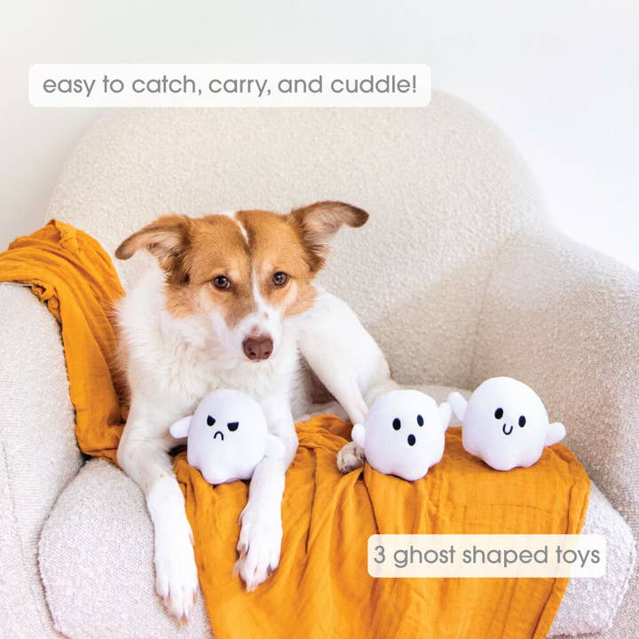 Pearhead - Wholesale Pet Plush Toy - Dog - Halloween Ghosts Dog Toys, Set of 32