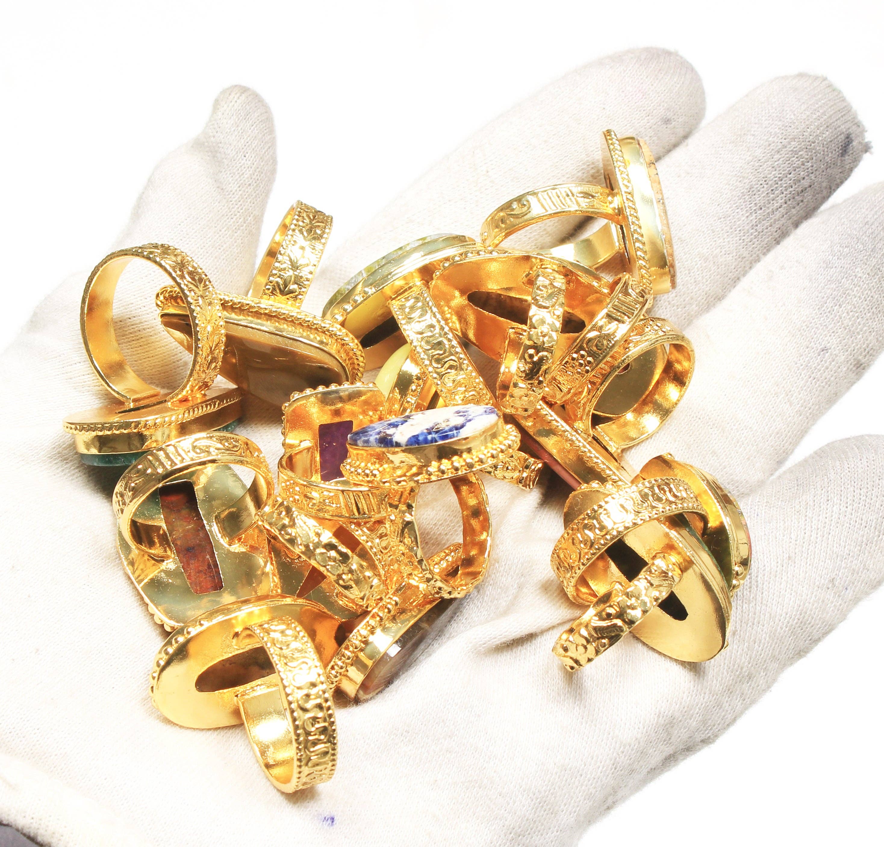 Handmade Jewels – Engroshandel Statementring – Boheme Krystal Ringsæt - Sølvbelagt, Blandede Størrelser, Assorterede Design22