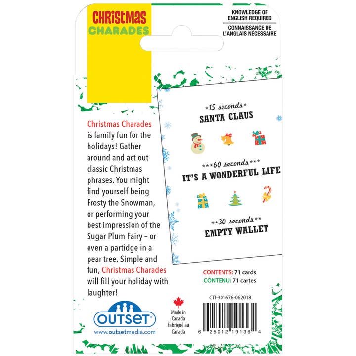 Outset Games and Cobble Hill Puzzles - Wholesale Card Game - Christmas Charades Card Game