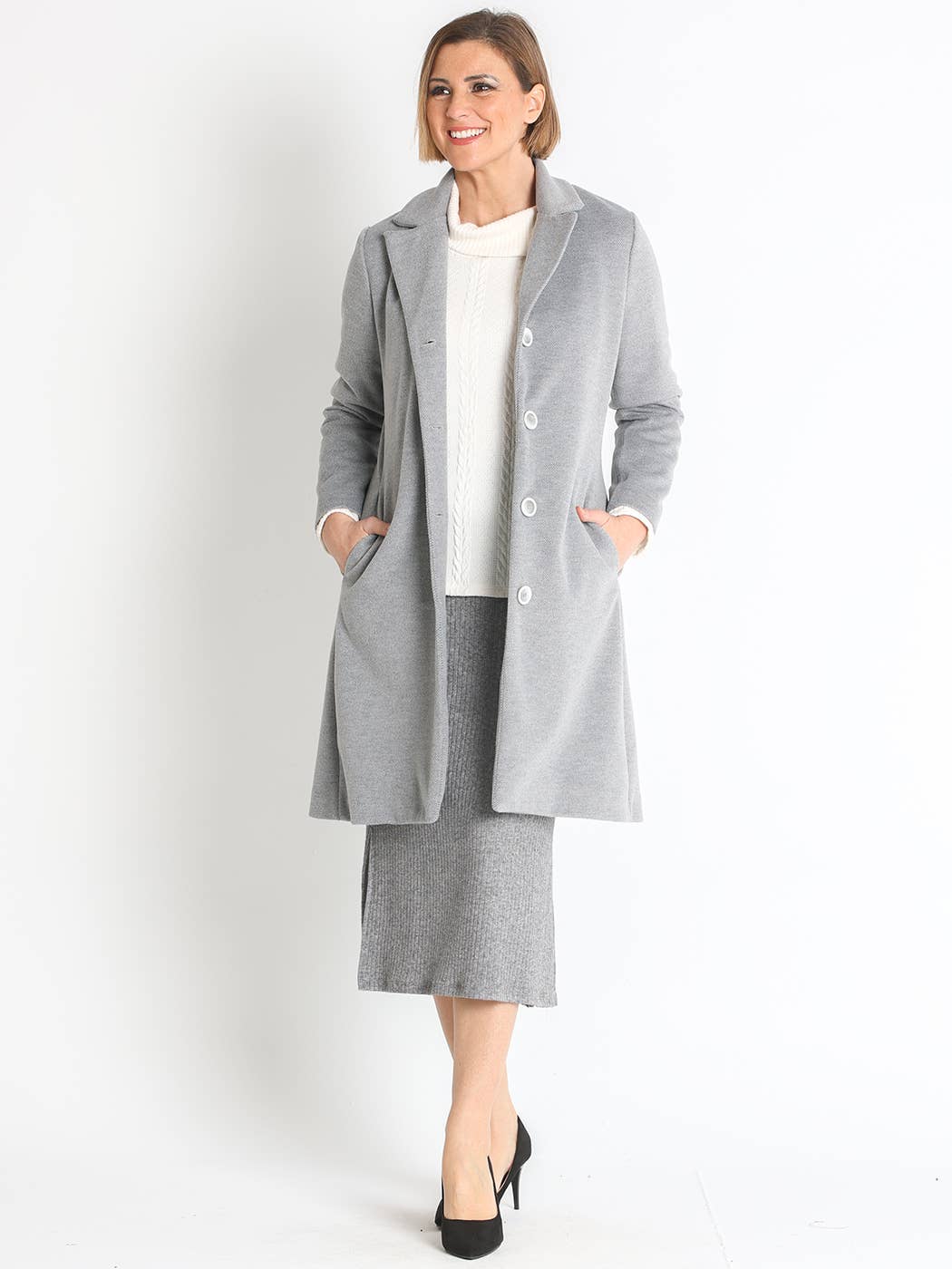 LOURDES CASTILLO - Wholesale Jacket - Women's - 372420L  LONG WOOLEN CLOTH COAT1