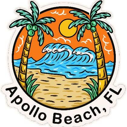 Beach Wave Palm Sun Fun Sticker for wholesale by MILLER PRECISION SIGNS