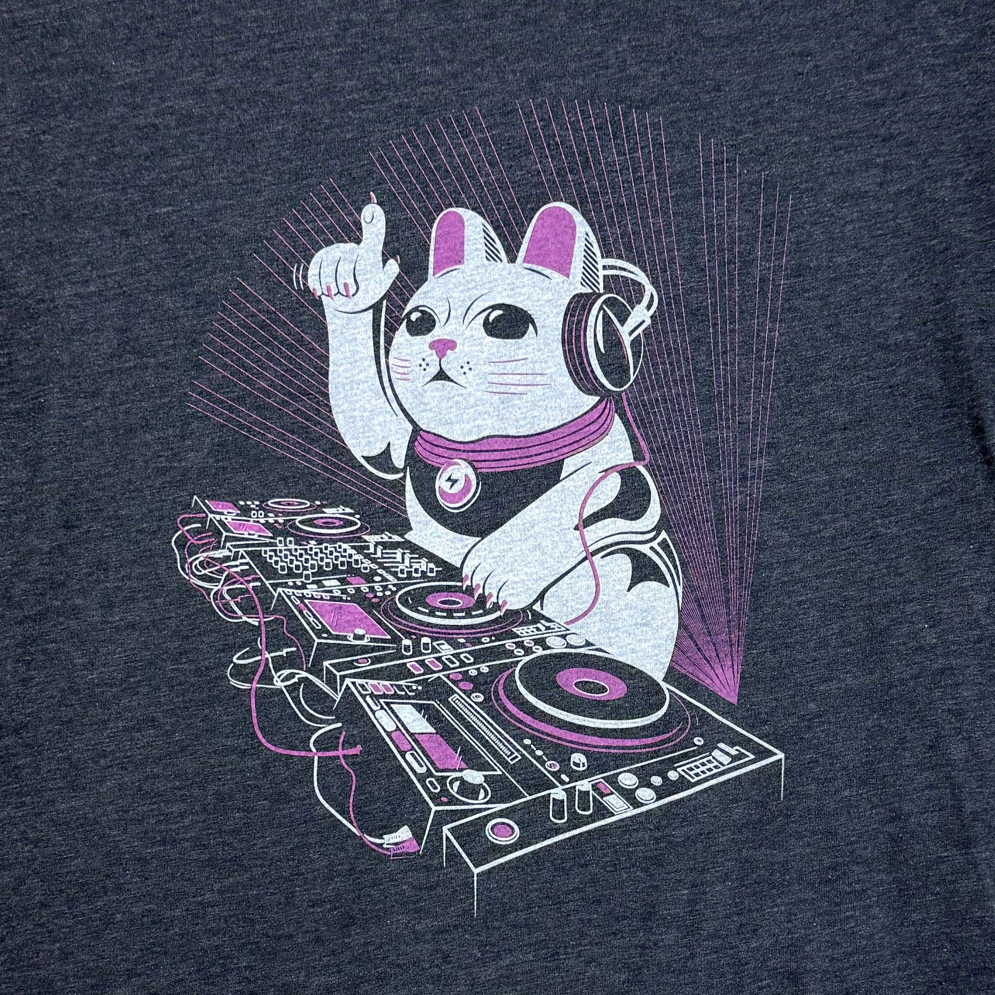 STORY SPARK - Wholesale Screen Printed T-Shirt - Unisex - LUCKY MIX - DJ Lucky Cat Graphic T-shirt3