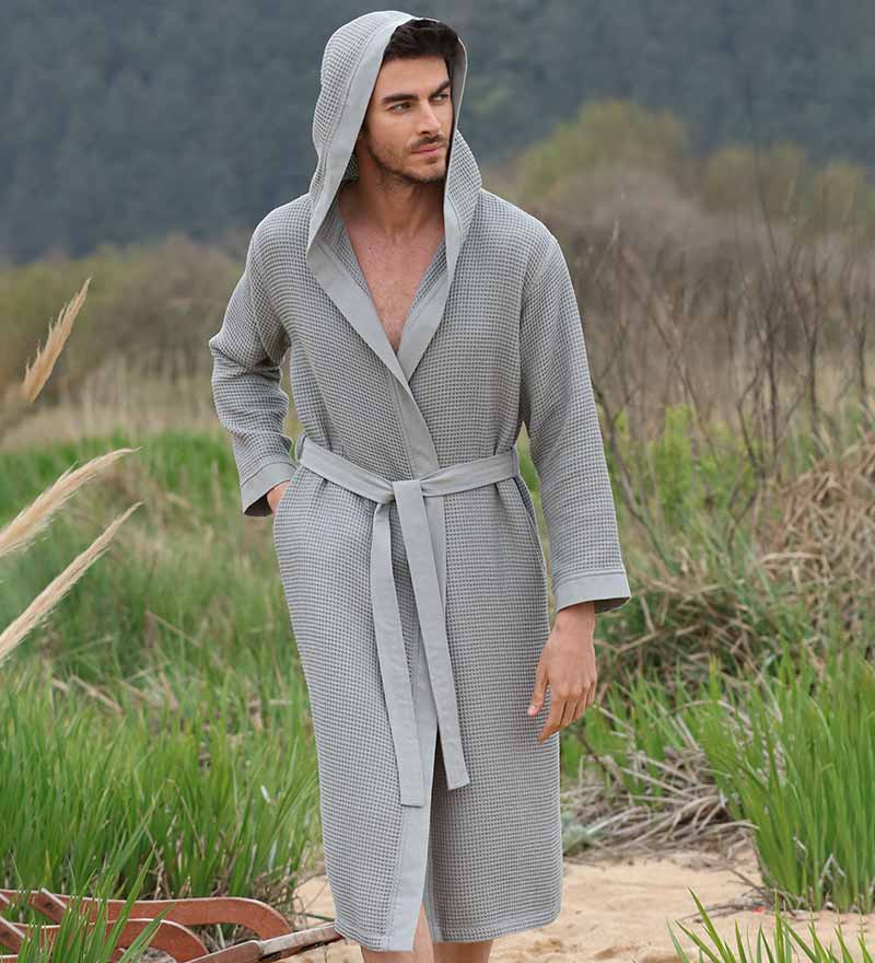 SEYANTE - Wholesale Robe - Men's - Men's Hooded Turkish Cotton Waffle Robe9
