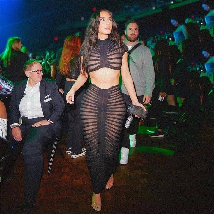 Isolde Rynket Gennemsigtig Crop Top og Nederdel Sæt for engroshandel hos ALLARA