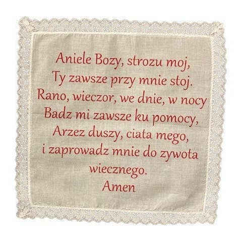 Granny & Grandpa's Custom Creations - Wholesale Handkerchief – Women's - Guardian Angel Prayer Polish Lace Trim Handkerchief1