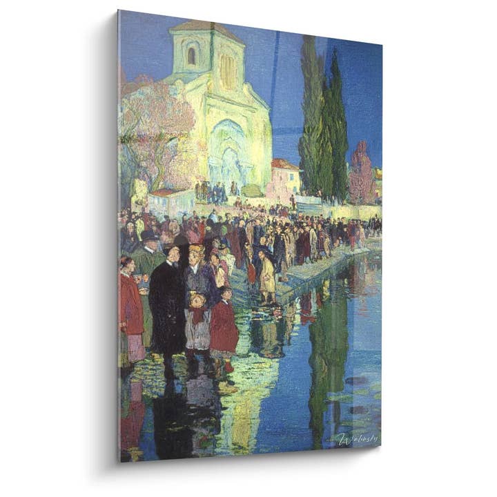 Village square scene silent crowd - post-impressionism edition for wholesale by Walensky