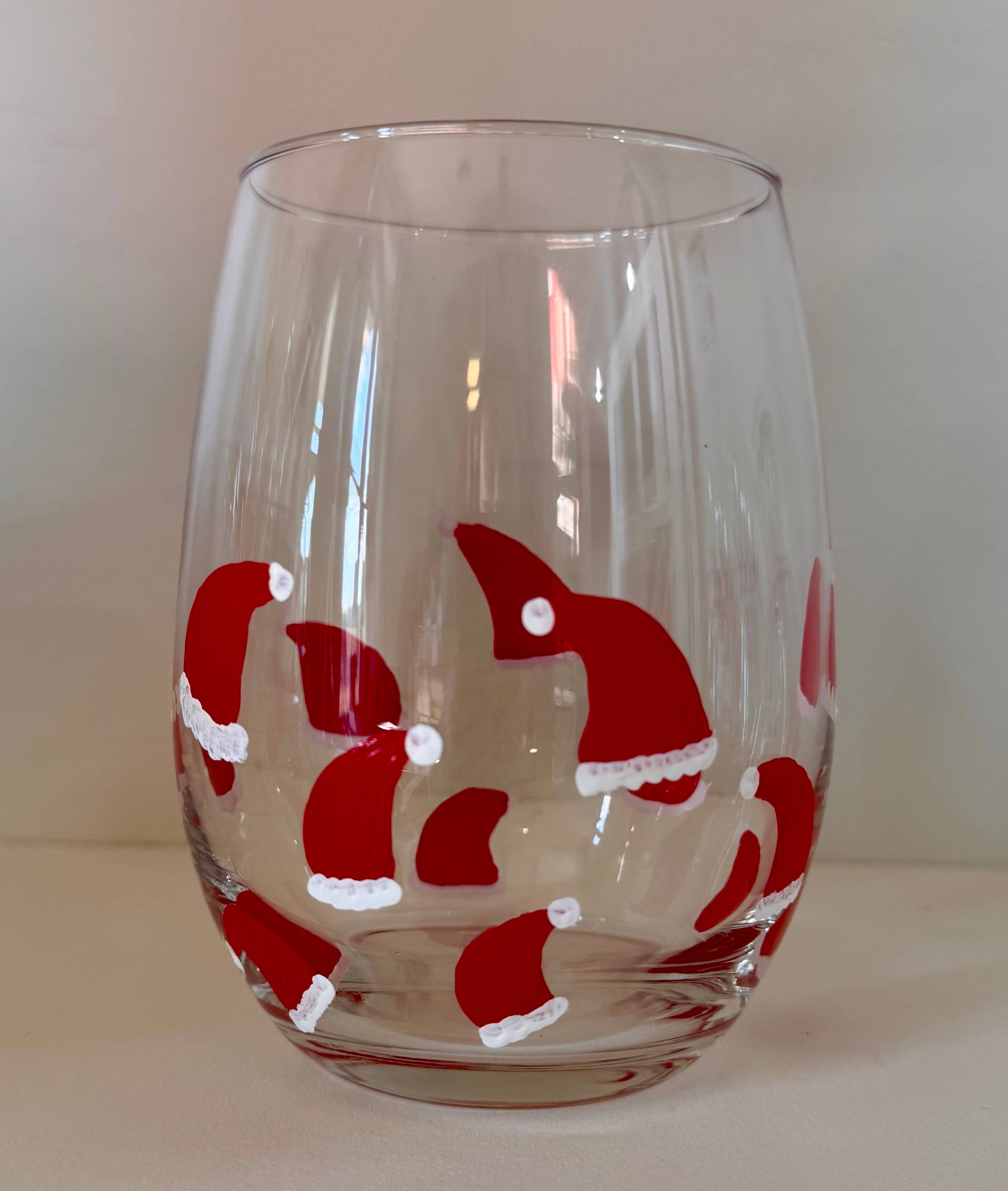 Hand Painted Glass, Co - Wholesale Wine Glass - Hand-Painted Santa Hat Glassware5