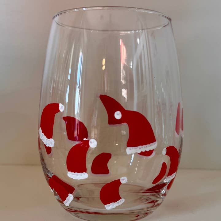 Hand Painted Glass, Co - Wholesale Wine Glass - Hand-Painted Santa Hat Glassware5