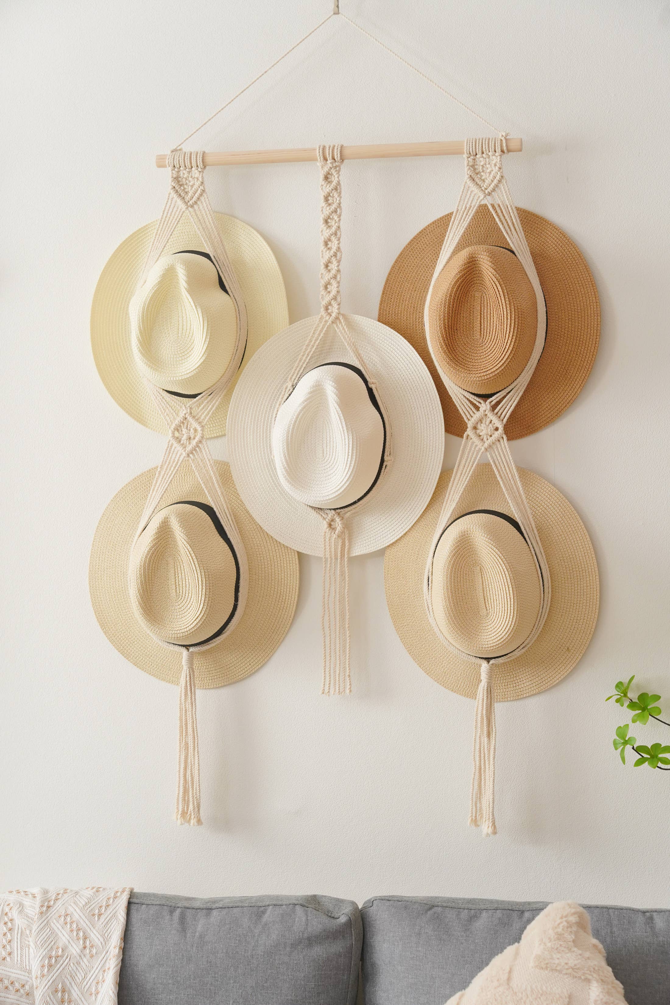 BeanDaikon - Vendita all'ingrosso Portacappelli - Espositore per cappelli in macramè, decorazione da parete, H1212