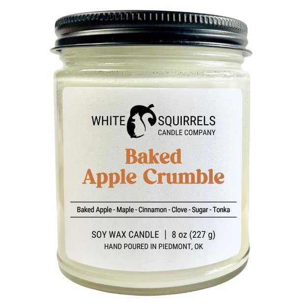 Crumble de Manzana Horneada - Tarro de Vidrio Recto de 8oz para venta al por mayor de White Squirrels Candle Co