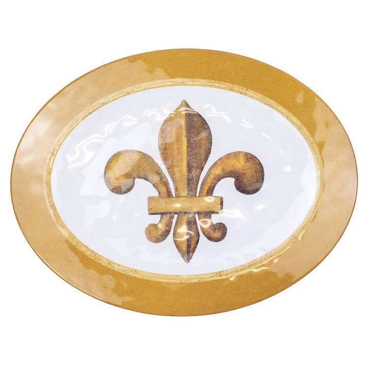 Prato de Melamina Clovis Branco/Dourado 18x14 por atacado de The Royal Standard