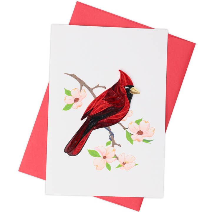 Carte Cardinal Quilling pour la vente par Blue Bird Cards