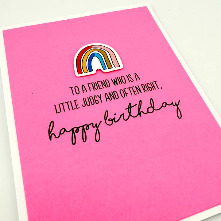 Little Judgy and Often Right birthday card for wholesale by Muddy Mouth Cards