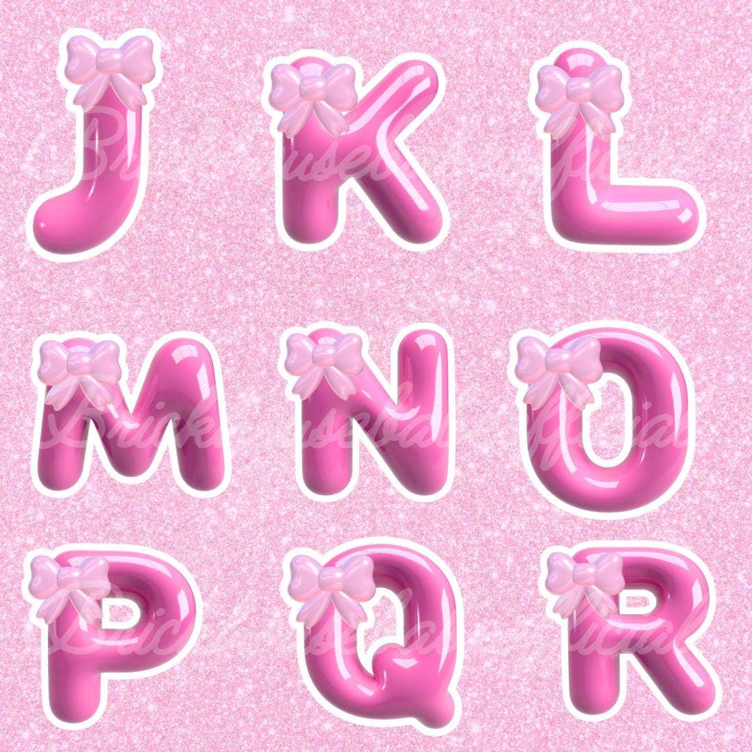 Brickhouse Babe LLC – Adesivos para telefone e portátil por atacado – Autocolante de Letras Bolha Coquette com Laço, Vinil Impermeável4