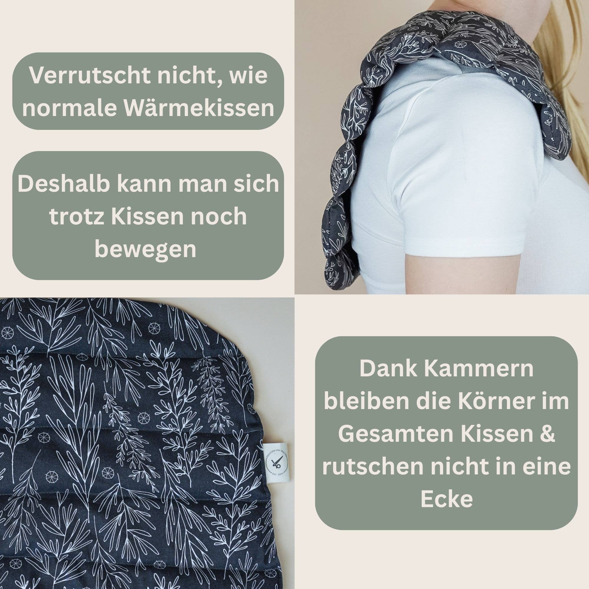 Tochter von Walter – wholesale Varm/kall kompress – Värmekudde fylld med dinkel för nacke & rygg - Grå5