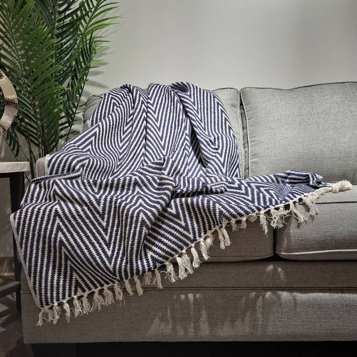 Mão Tecido sobre Teom Algodão Acrílico Lã Manta Acrílica - WS0077 por atacado de Gulab Homes