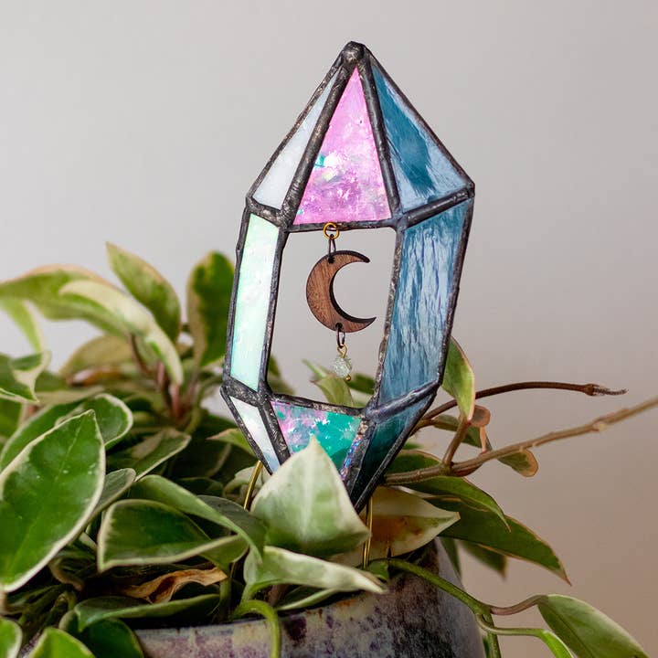 Lost & Found Design – wholesale Garden/lawn stake – Stained Glass Crystal Plant Stake - Cluster 3