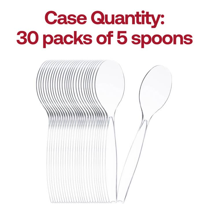 Smarty had a Party - Wholesale Disposable Spoon - Clear Disposable Plastic Serving Spoons - 5 pcs3
