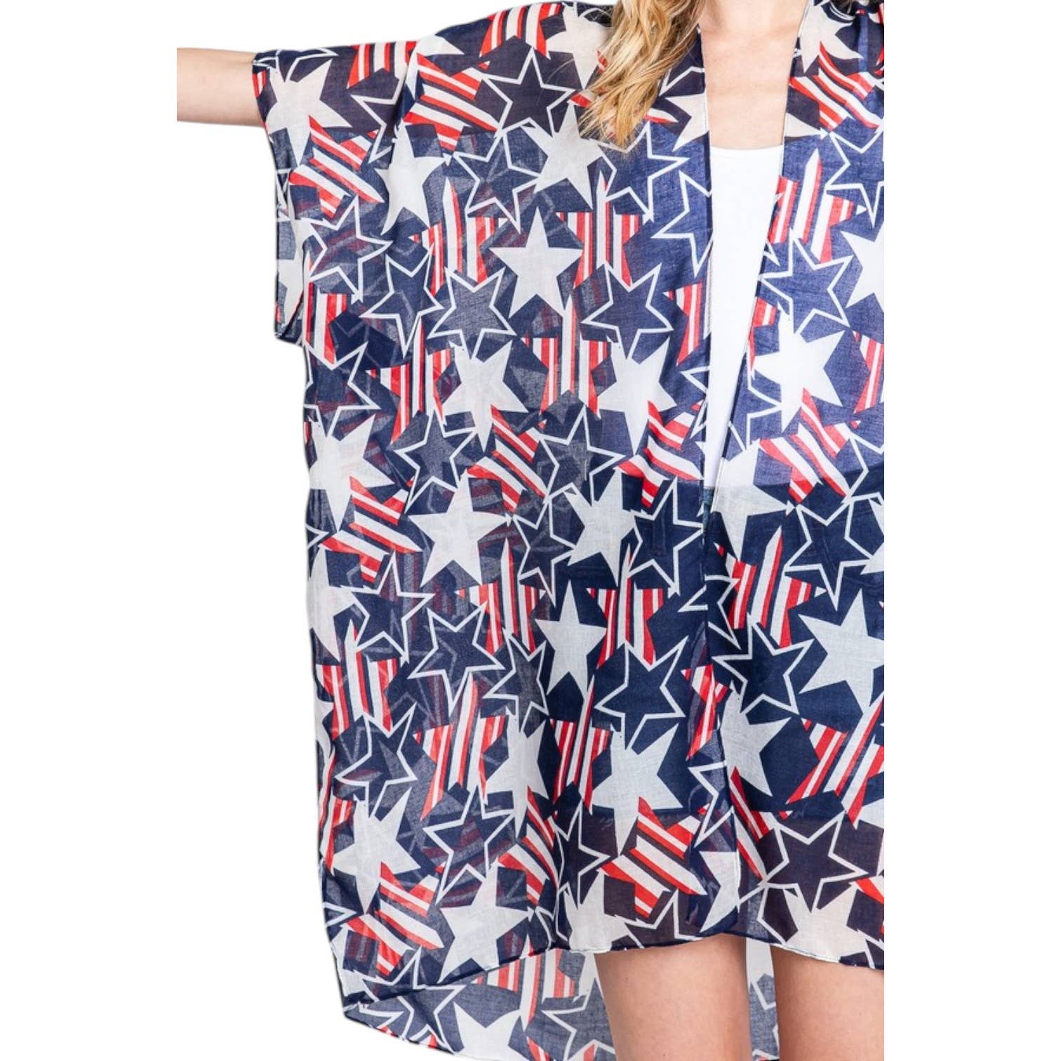 LA Jewelry Plaza - Wholesale Kimono - Women's - American Flag Mix Printed Light Weight Kimono5