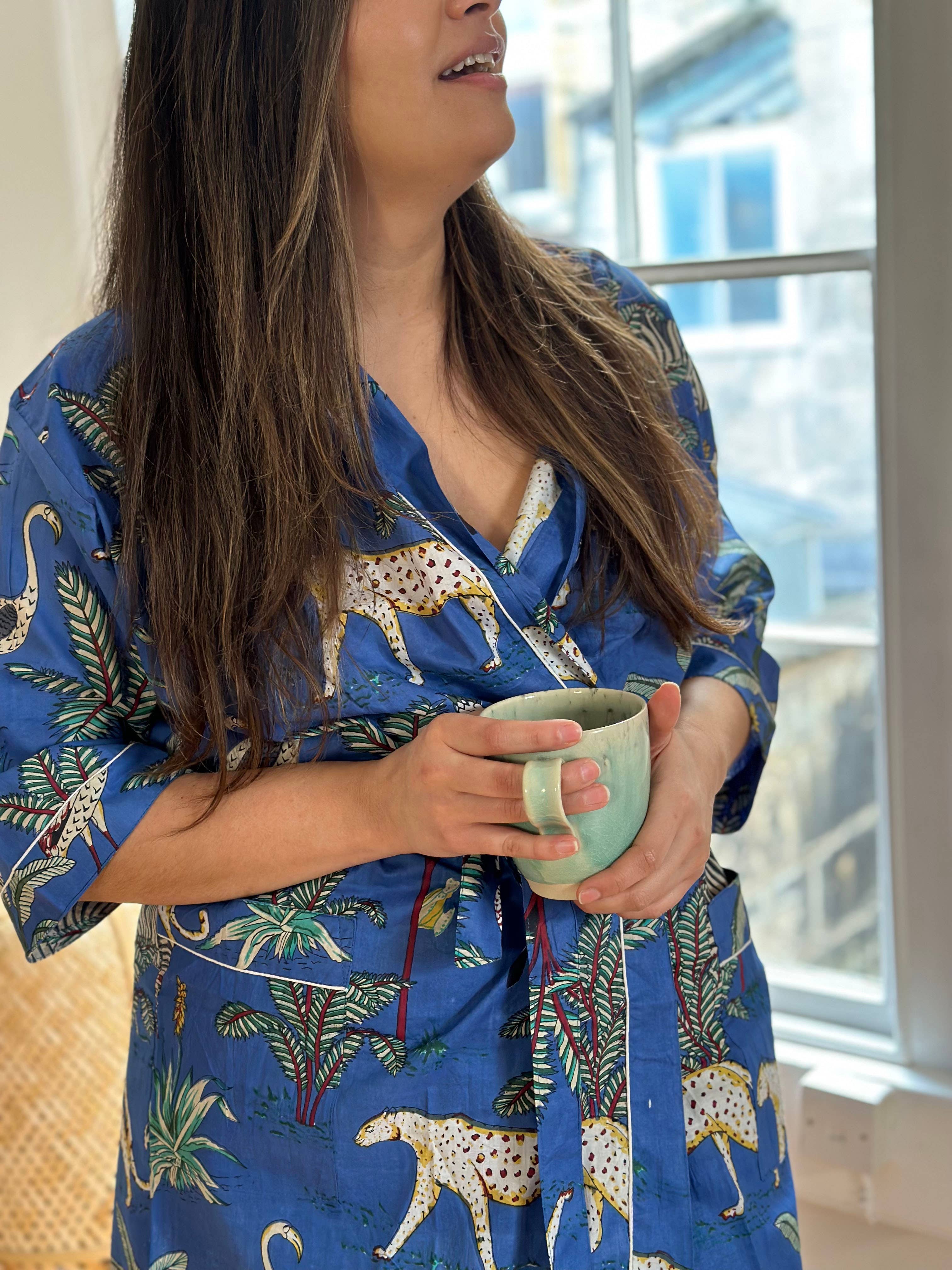 HausLife - Wholesale Robe - Women's - Jungle Print Cotton Kimono Dressing Gowns (6 Colours)2