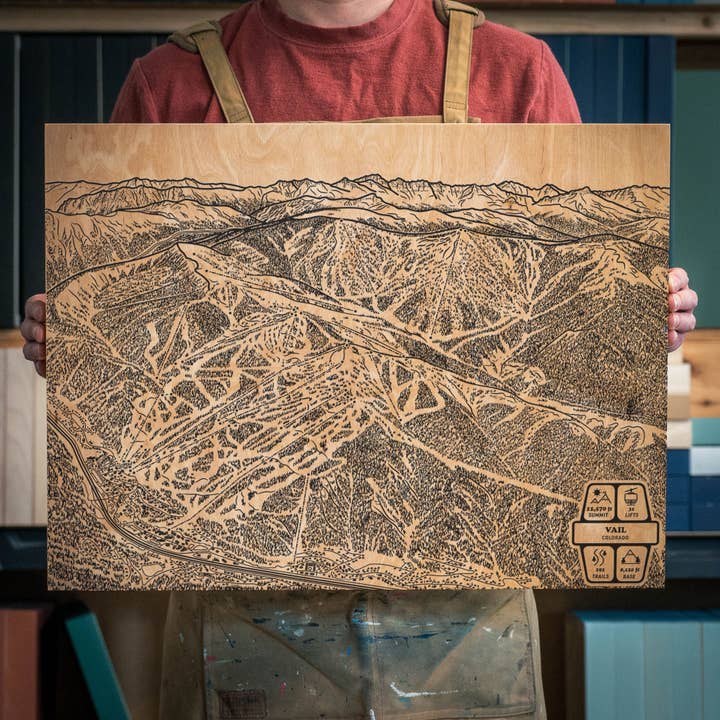 Vail, Colorado Ski Trail Map for wholesale by Benoit's Design Co.