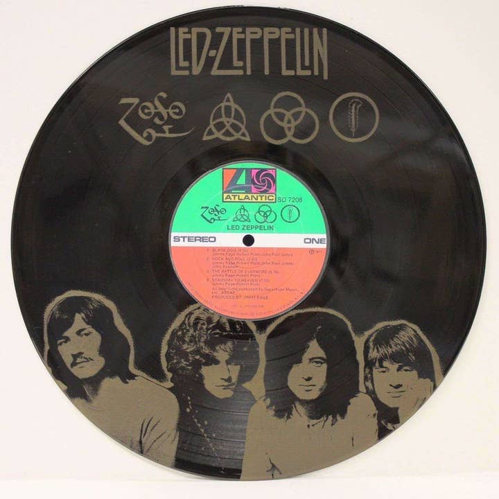Led Zeppelin Black Vinyl Lp Etched W/ Artist's Image Li for wholesale by Gold Record Outlet