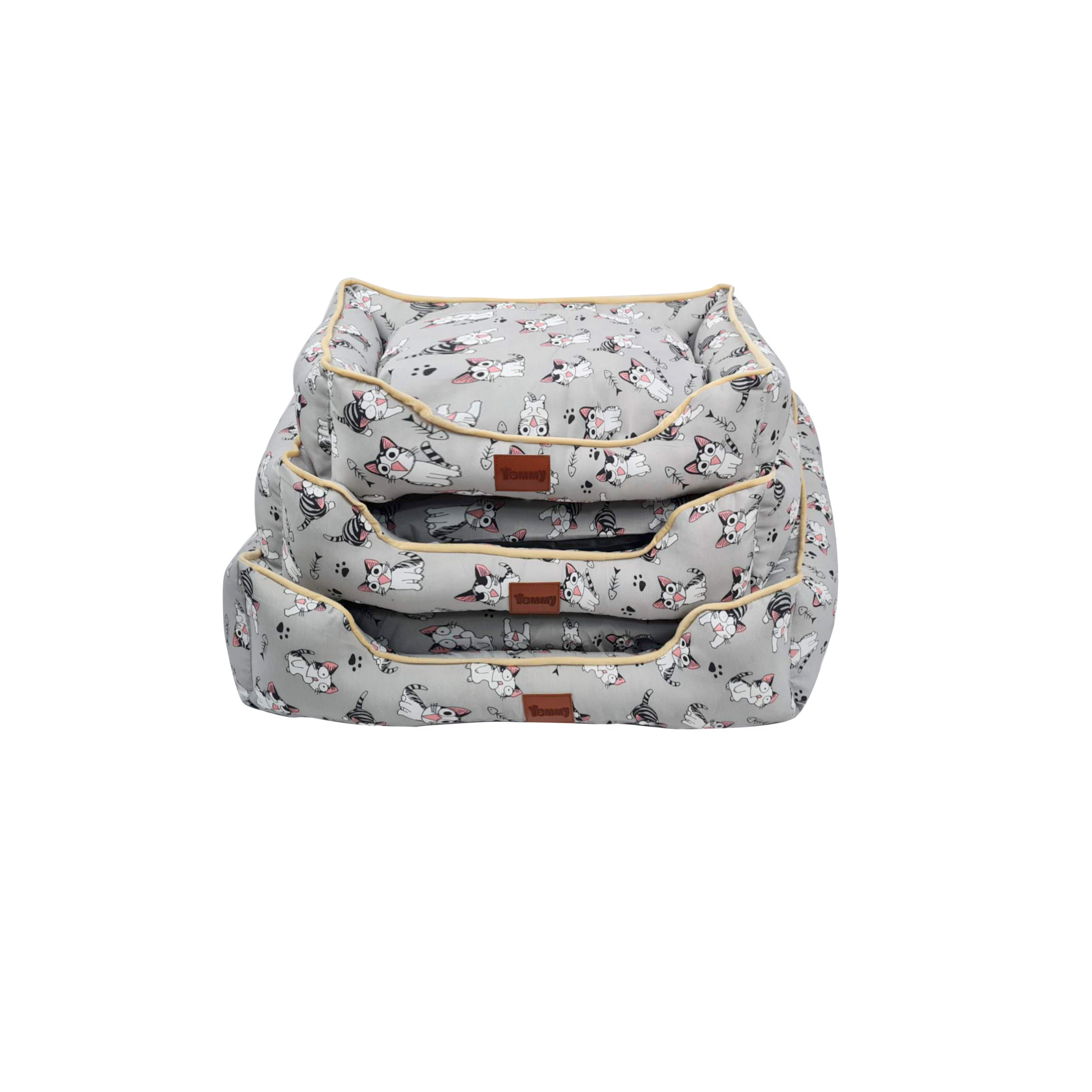 Amomi - Wholesale Pet Bed - Dog - 3 Pcs Linen Dog Bed With Cat Print (2 Colors)0