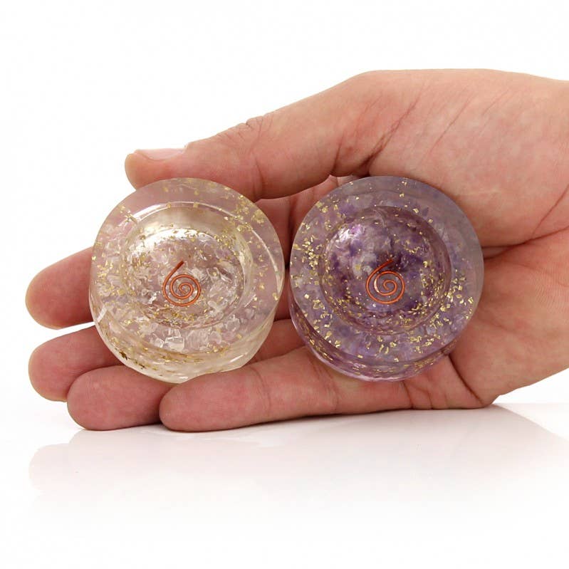 UniArt – wholesale Andlig sten/kristall – Orgonitebas för sfär med kopparspiral och stenskärvor11