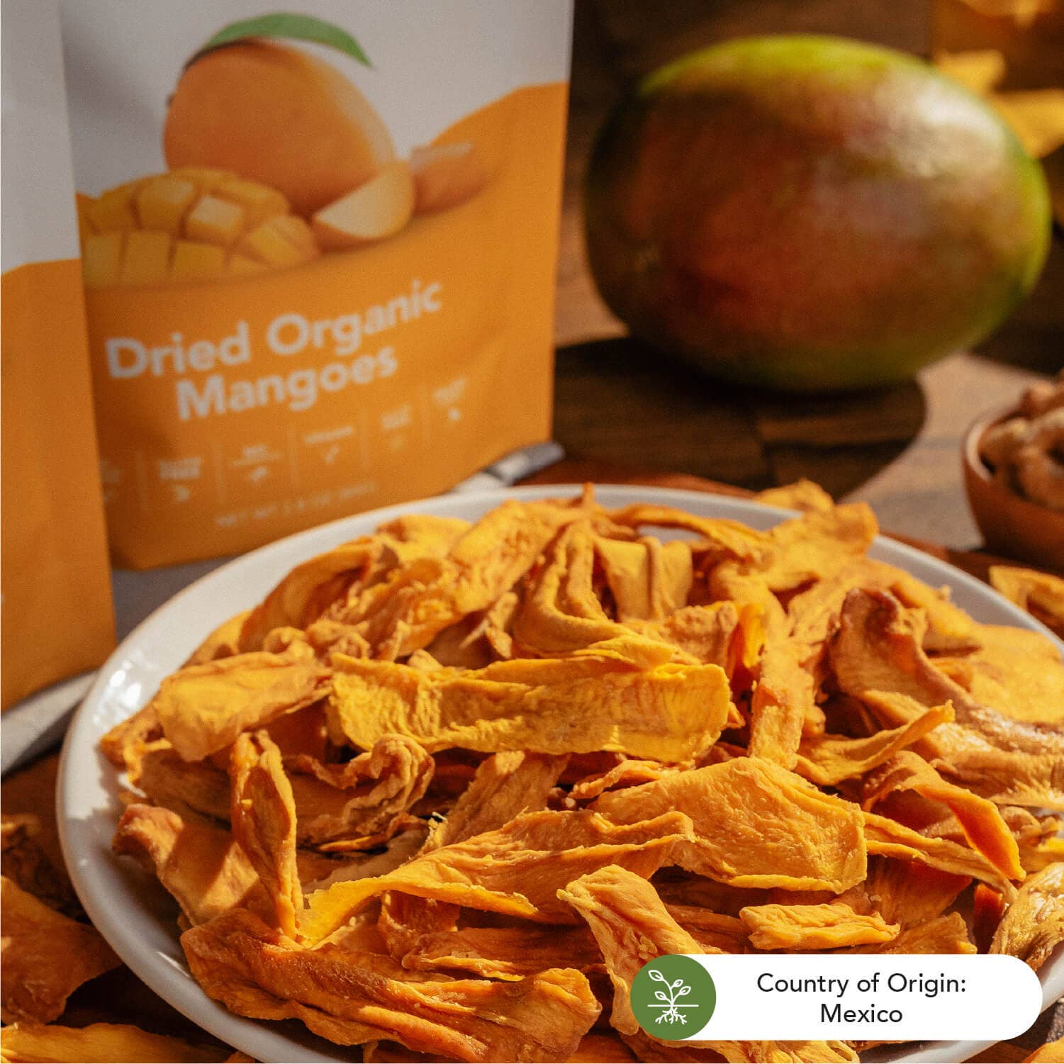 Earthside Farms - Wholesale Dried/Dehydrated Fruit - Dried Organic Mangoes, Dried Fruit 2.8 oz - 6 pack4