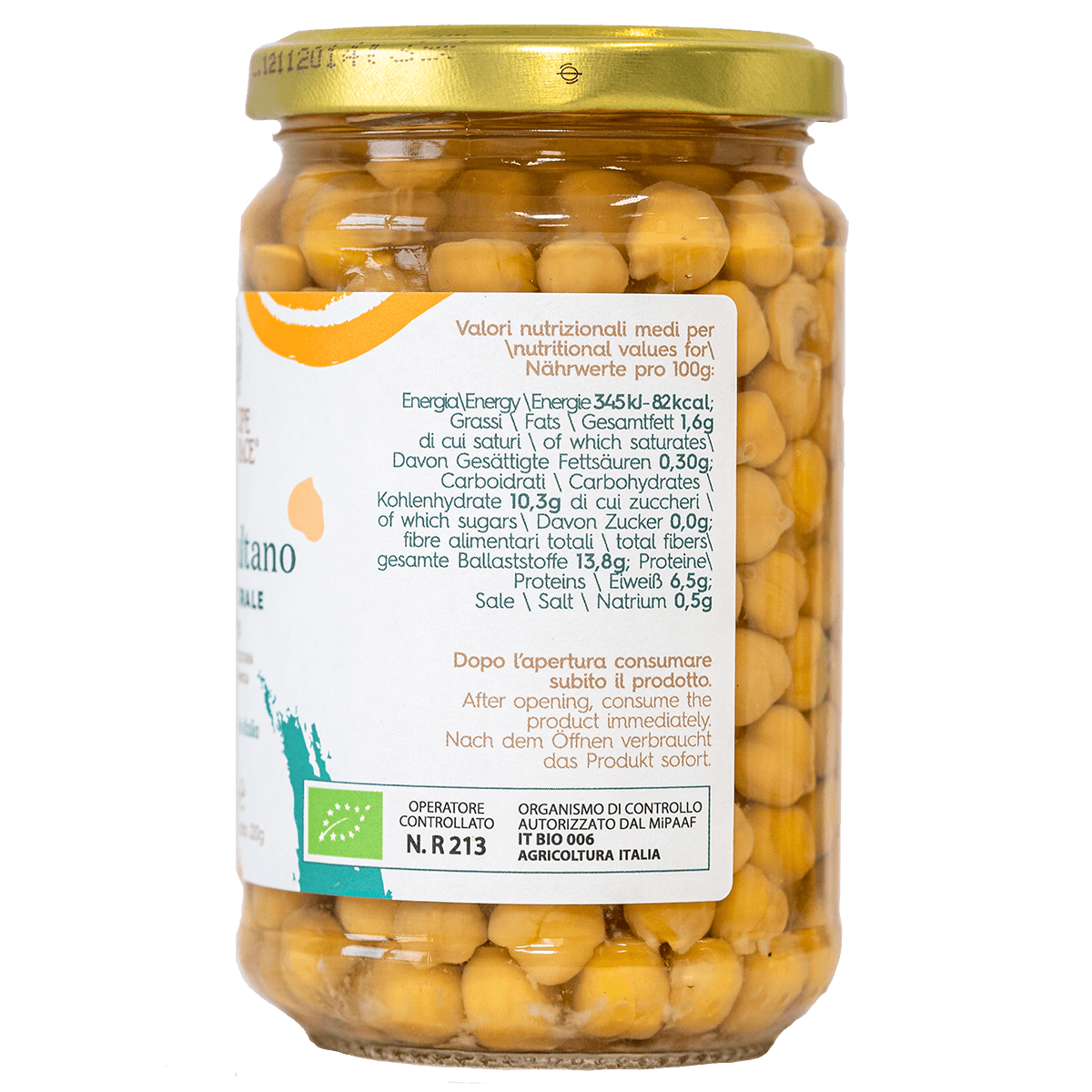 Mediterranea Foods - Wholesale Beans - Gluten-Free Boiled Biodynamic Sultano Chickpeas 300G1