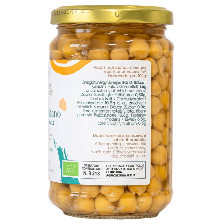 Mediterranea Foods - Wholesale Beans - Gluten-Free Boiled Biodynamic Sultano Chickpeas 300G1