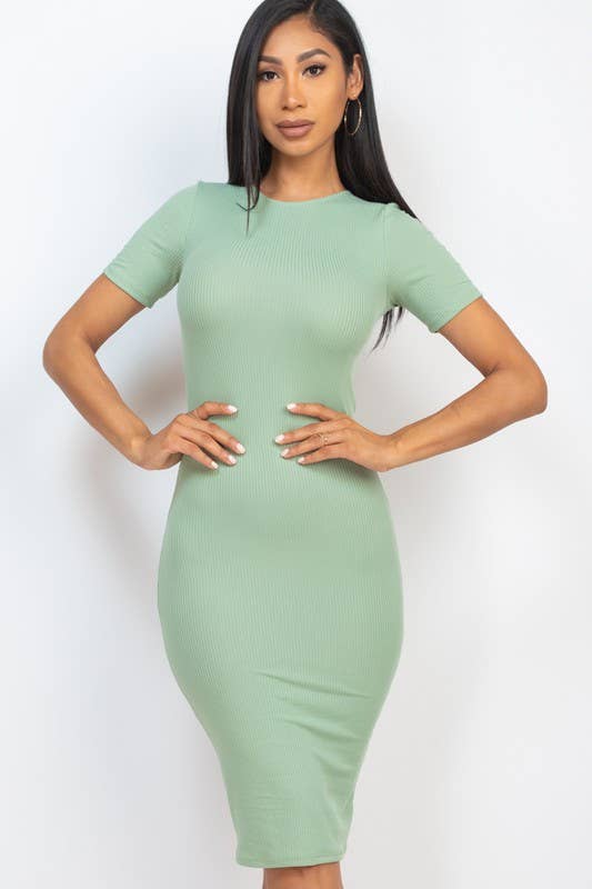 Vanilla Monkey - Wholesale Dress - Women's - Ribbed Bodycon Solid Dress7