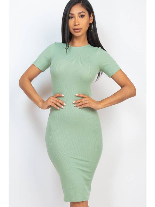 Vanilla Monkey - Wholesale Dress - Women's - Ribbed Bodycon Solid Dress7