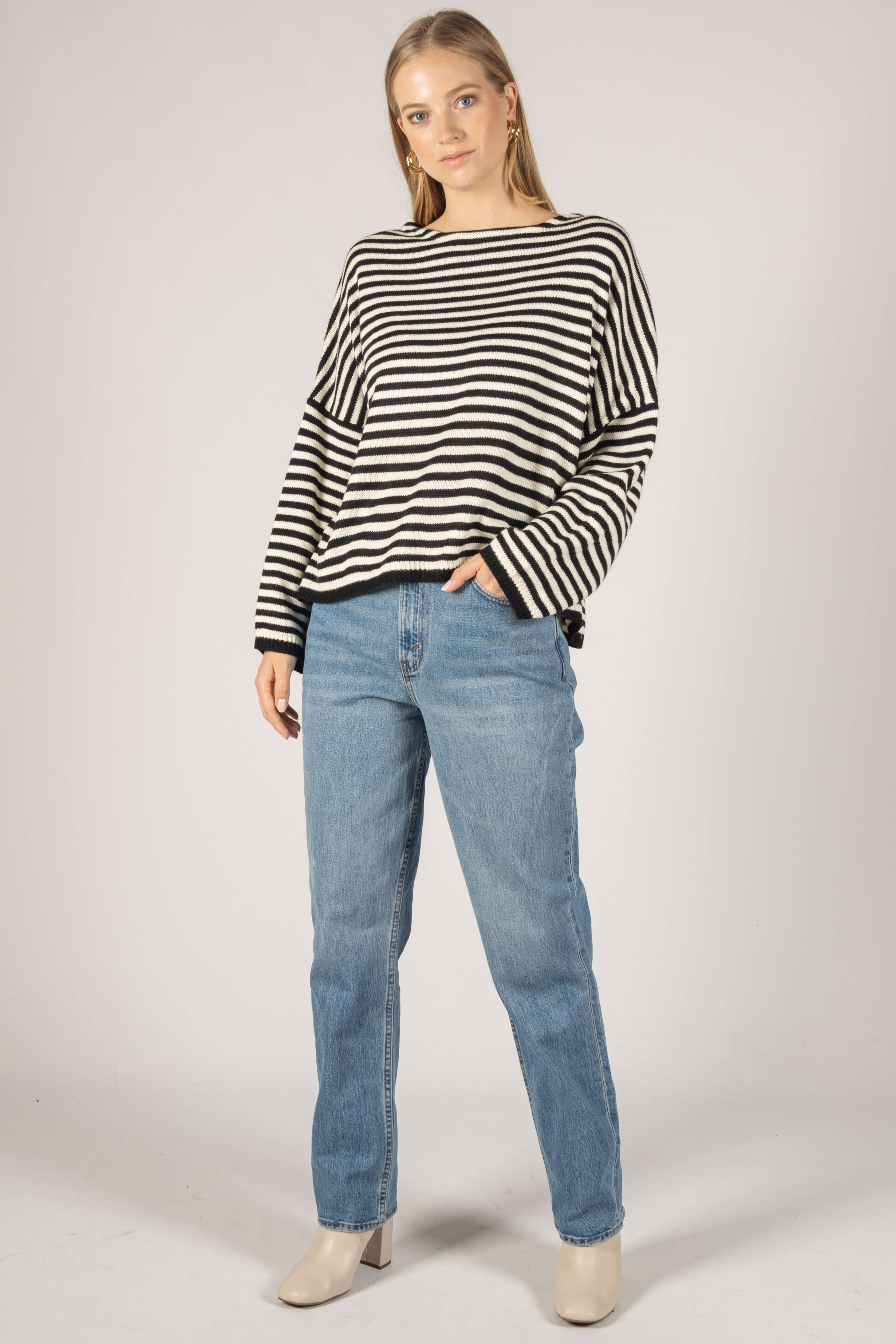 Before You Collection - Wholesale Knit Sweater - Women's - Striped T-Body Sweater26