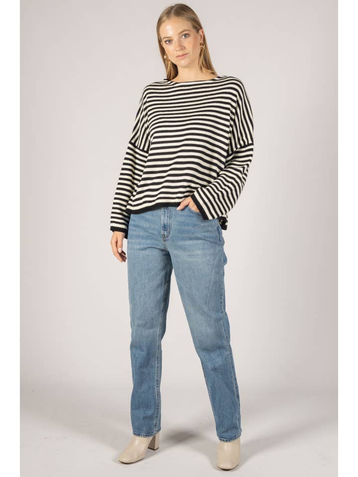 Before You Collection - Wholesale Knit Sweater - Women's - Striped T-Body Sweater26