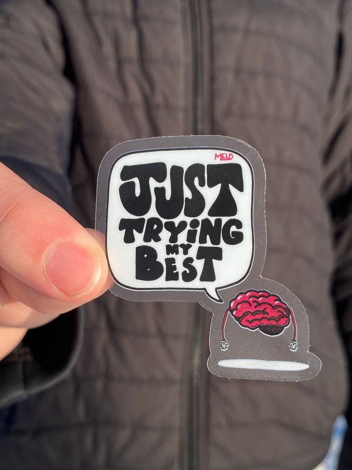 Vinyl Water Bottle Sticker Brain Just Trying My Best for wholesale by MELD Studio CO.