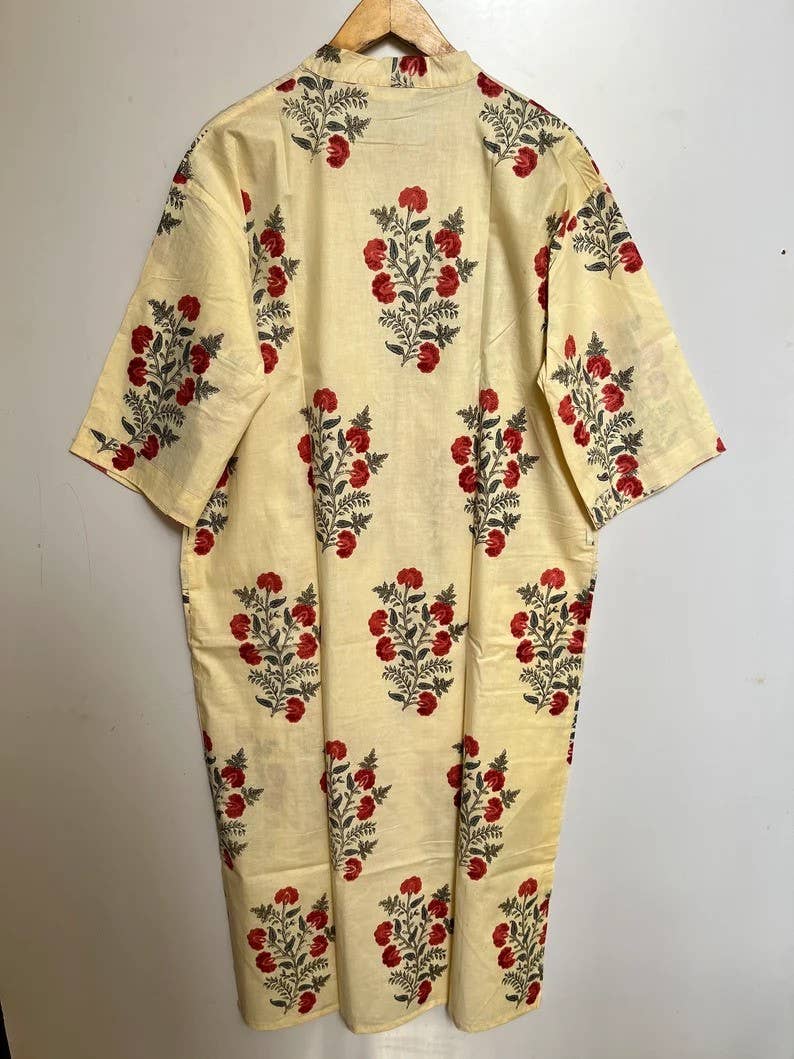 bhavnas boutique - Wholesale Robe - Women's - Indian Hand Block Print Cotton Bath Robe for Women3