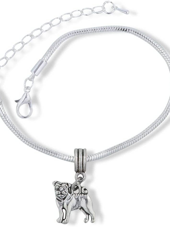 Emerald Park Jewelry Pug French Bulldog Dog Snake Chain Charm Bracelet for wholesale by Dave The Bunny