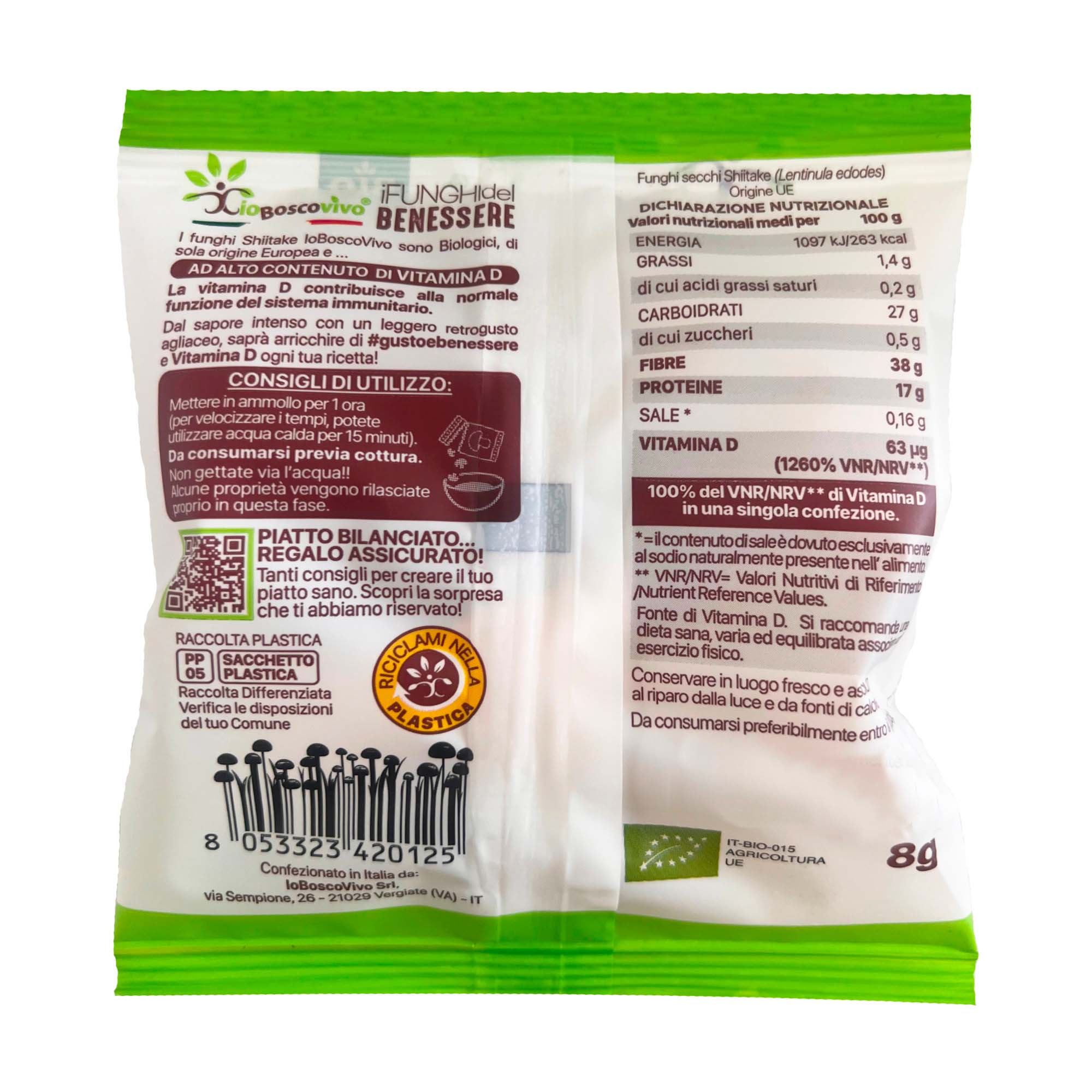 IoBoscoVivo – wholesale Dried/dehydrated vegetables – Organic Dried Sliced Shiitake Mushrooms 8g4