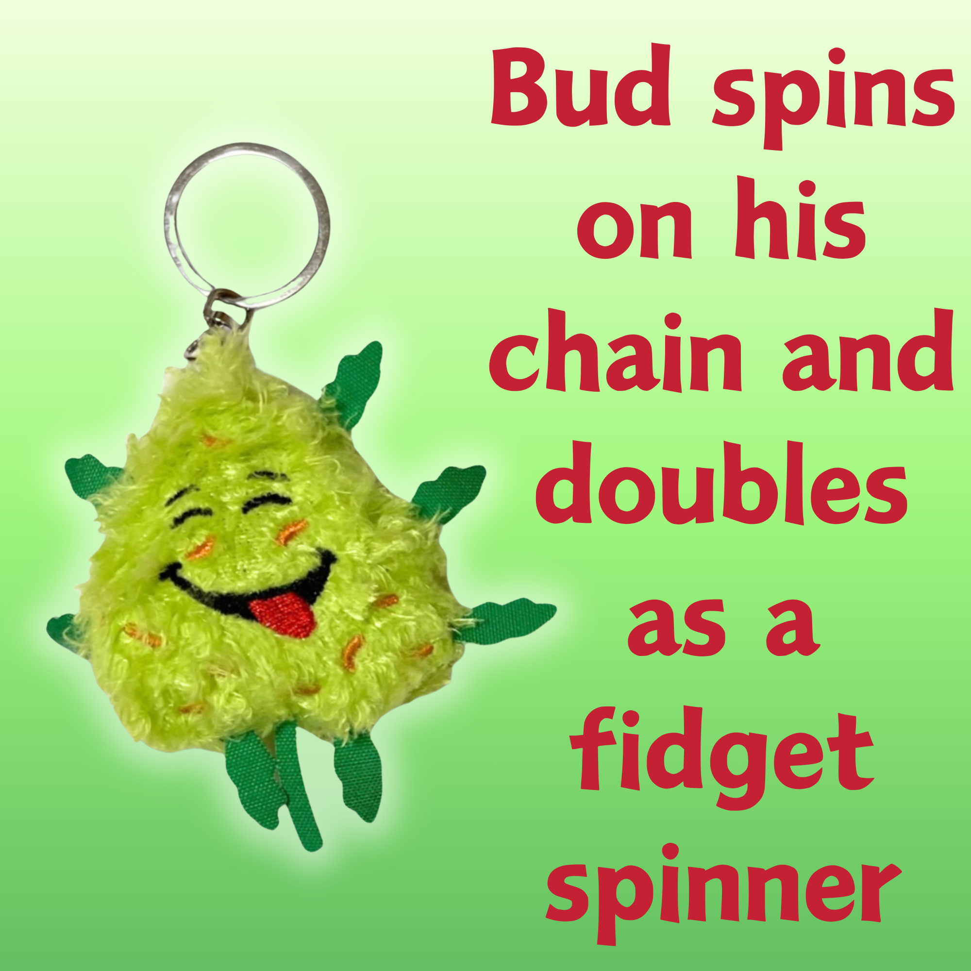 PAW:20 - Wholesale Pet Plush Toy - Dog - Bud the Weed Nug Keychain 20pc Refill for Counter Display6